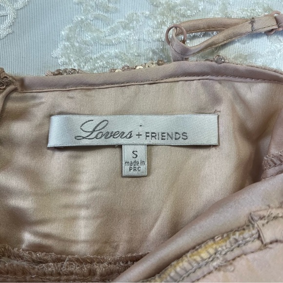 Revolve Lovers + Friends Girls Night Out Sequined Mini Dress Nude Size Small - Picture 9 of 11